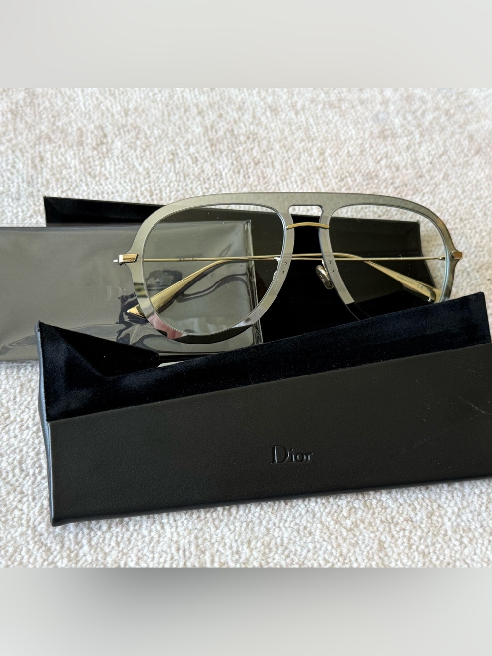 Christian Dior Aviator Eyeglasses Grey Marble Gold Frame 57-17 Made in Italy